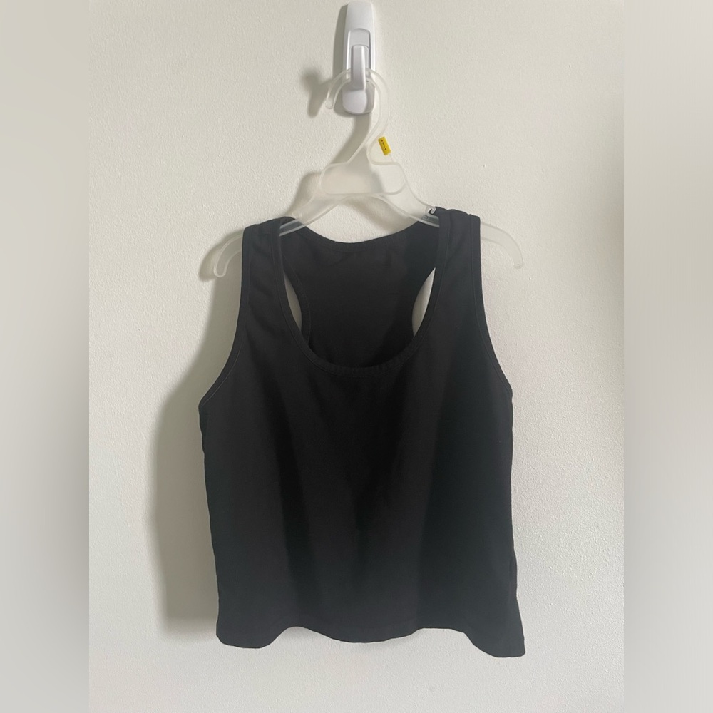 Black Sleeveless Racerback Crop Top Sports Tank Top Women Size S